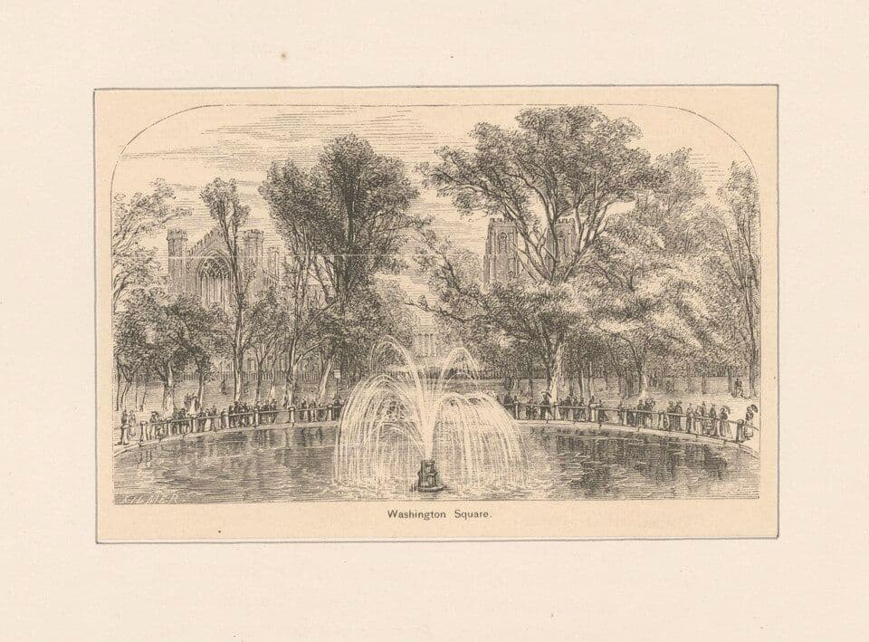 Old sketch of Washington Square Park.