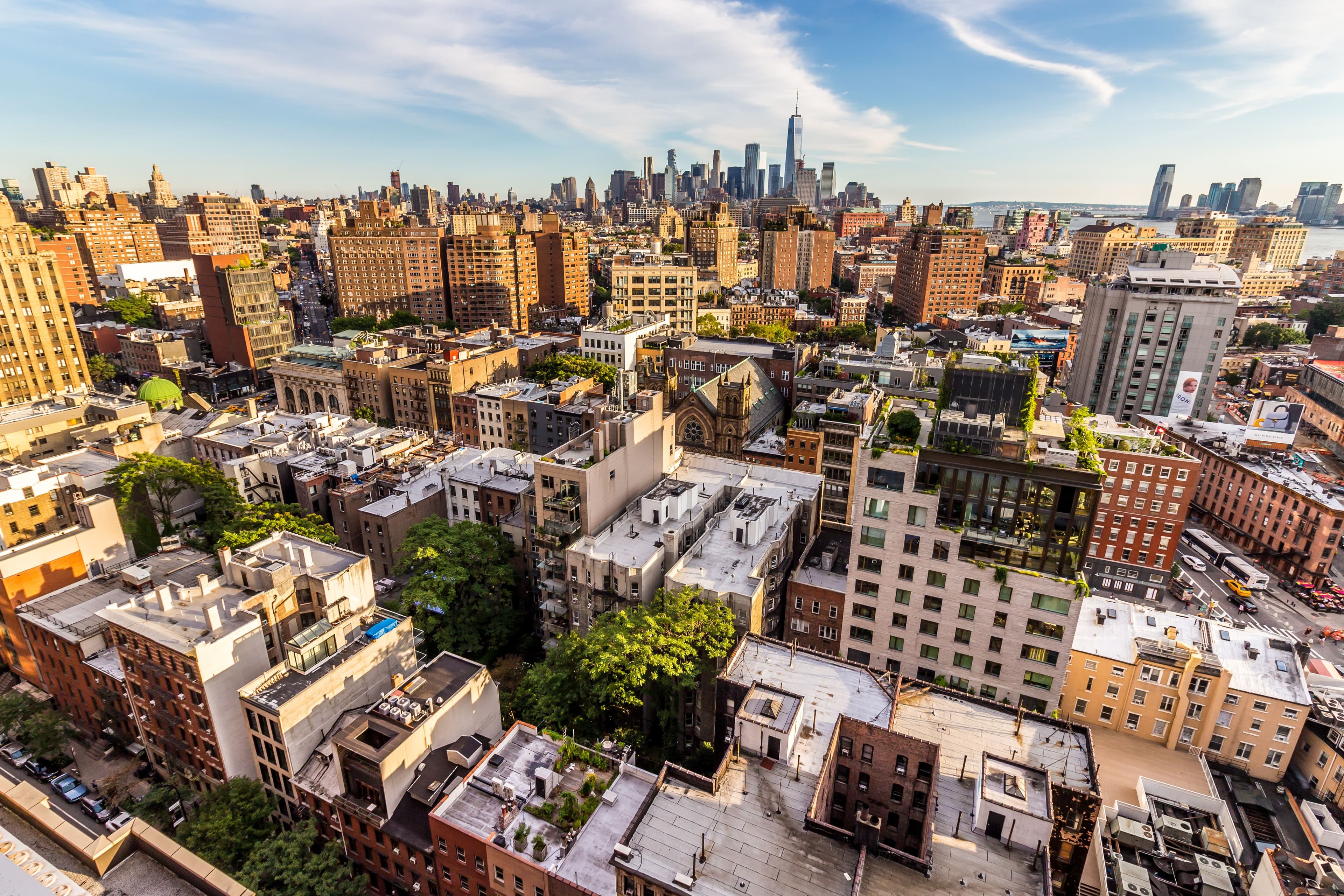 Aerial view of Greenwich Village in New York City.