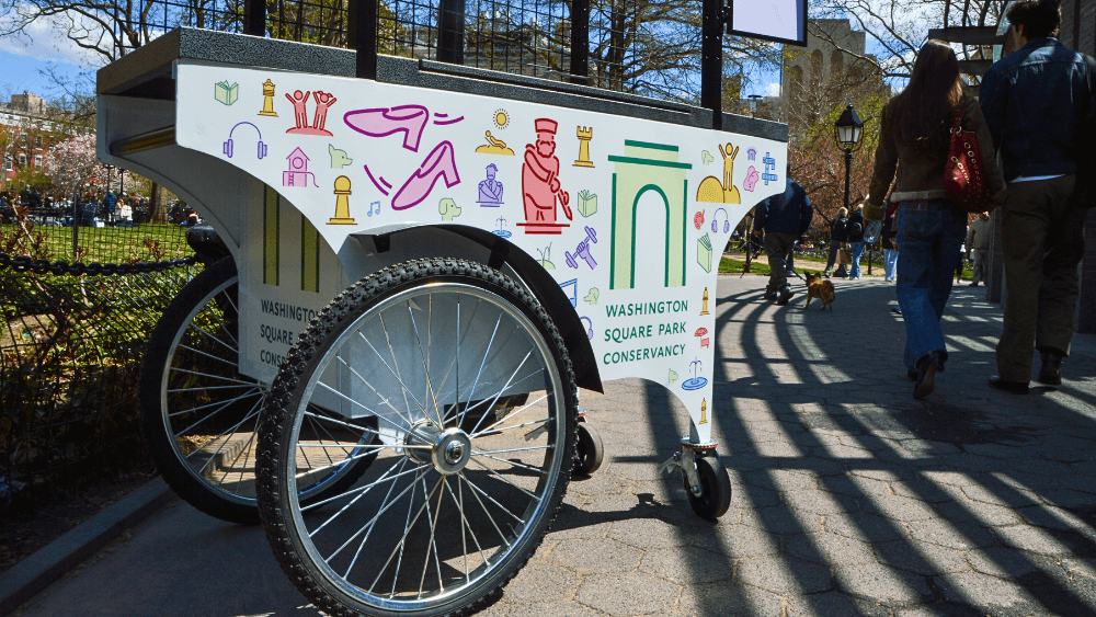 A Washington Square Park Conservancy wagon in the park.