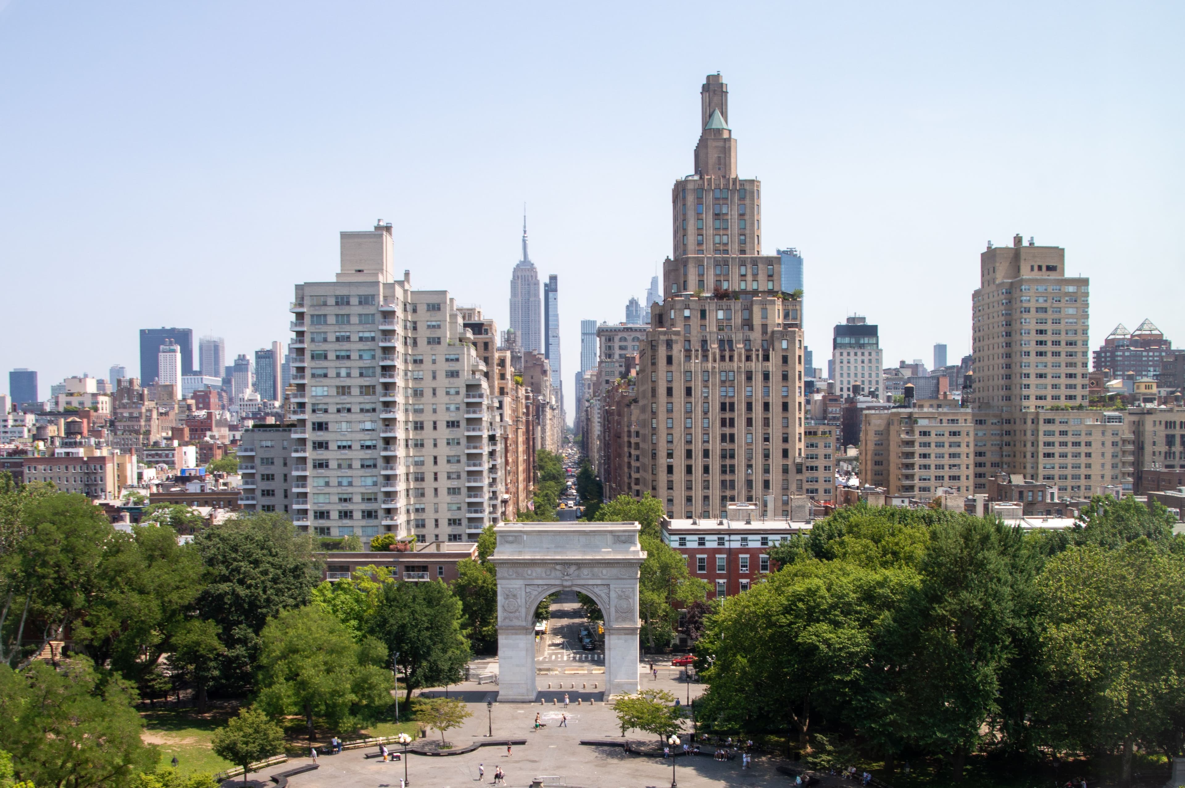 Aerial overview of Washington Square Park.